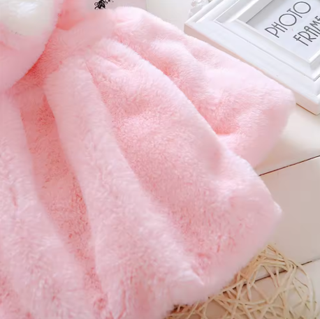 Winter Baby Girl Jacket with Rabbit Ears
