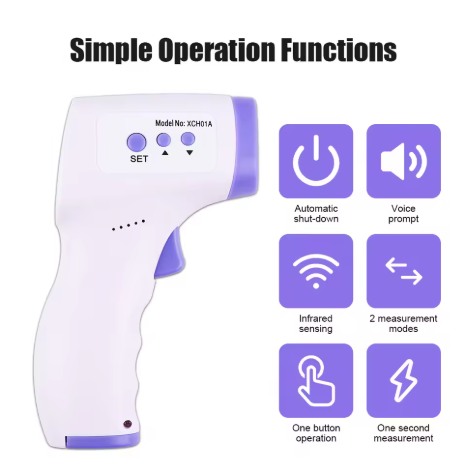 Non-Contact Infrared Thermometer – Digital Display Forehead & Ear, Fever Detection for Kids & Adults