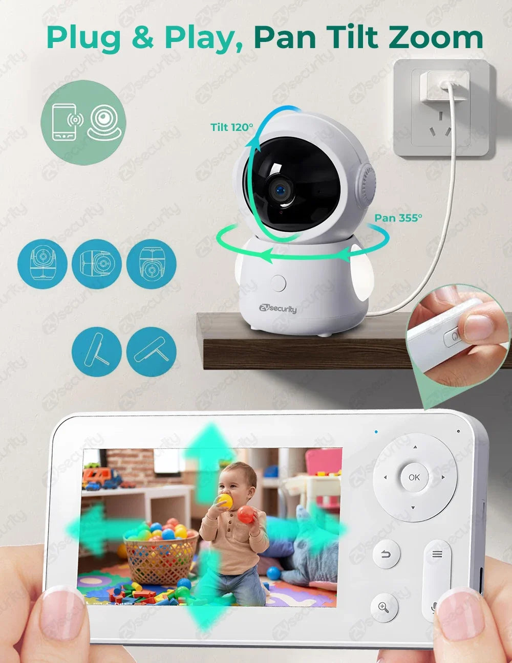 ZySecurity™ 2K 3MP Wireless Video Baby Monitor (ZY-MY06)