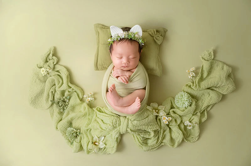 Soft Baby Photo Wrap – Green | Newborn Photography Prop (Model xz-63)
