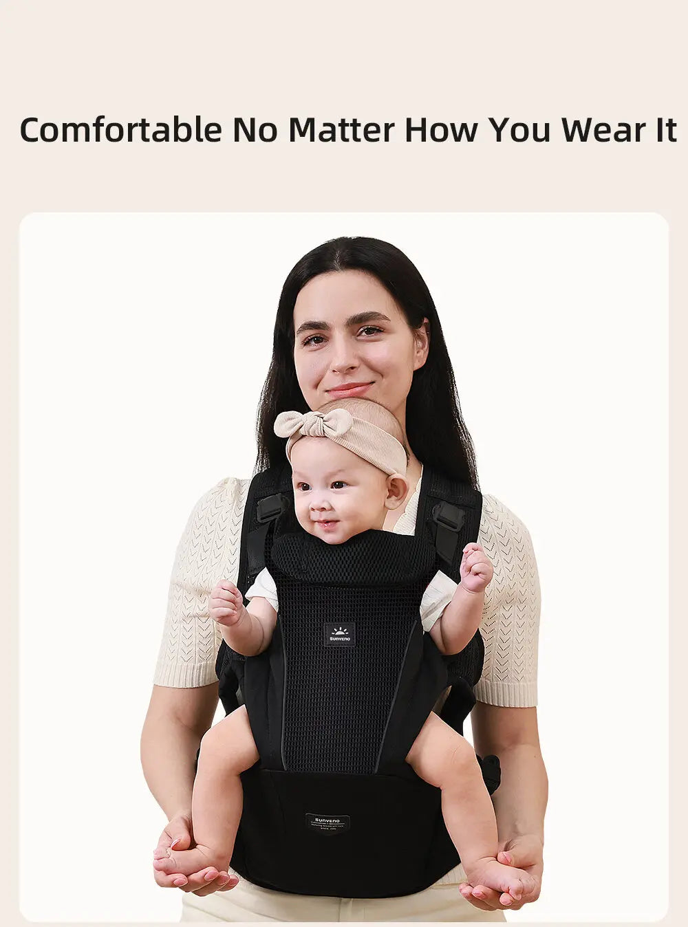 Sunveno™ Ergonomic 4-in-1 Baby Carrier – Back Pain Relief Design