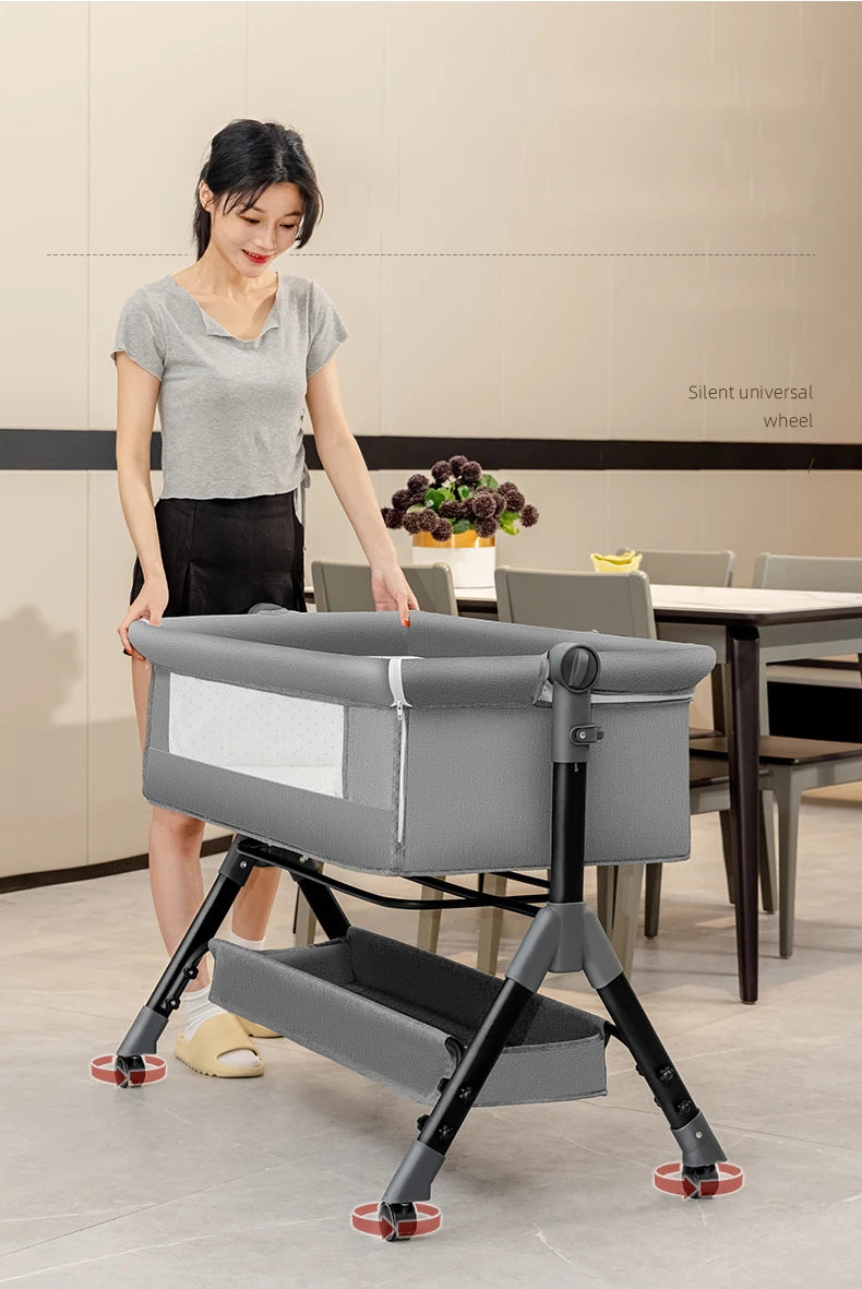 SnugNest™ Foldable Baby Crib Portable Bassinet with Changing Table, Storage & Mosquito Net