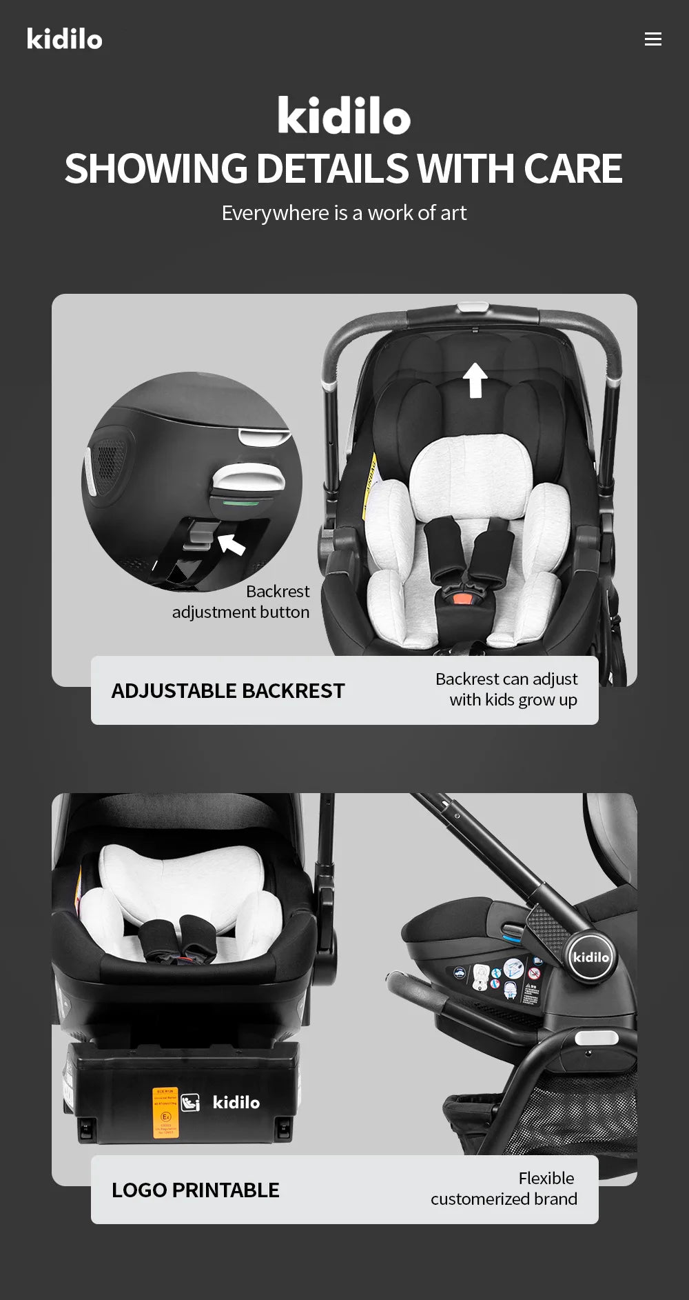 Kidilo™ 3-in-1 Baby Car Seat Stroller
