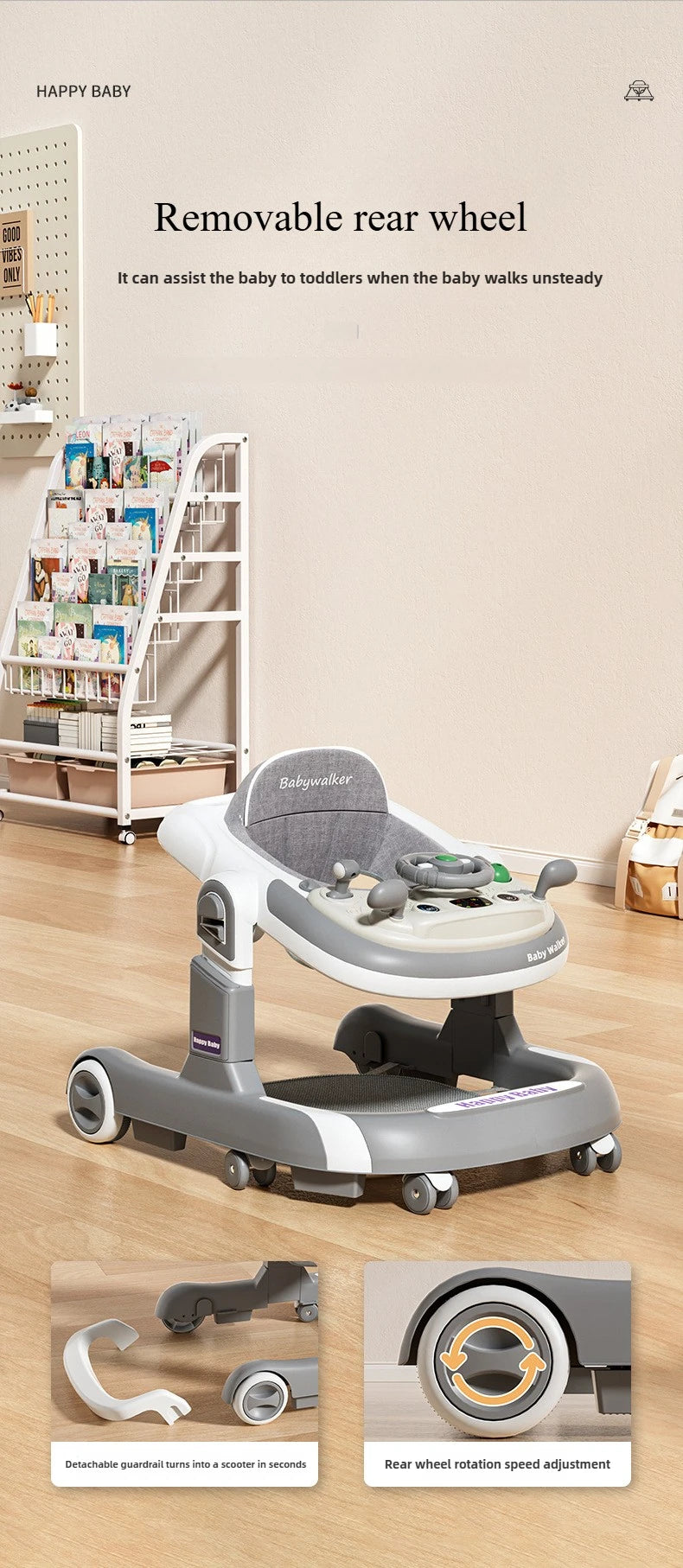 SafeStep™ Foldable Baby Walker – Ergonomic 4-Wheel Walker with Safety Features