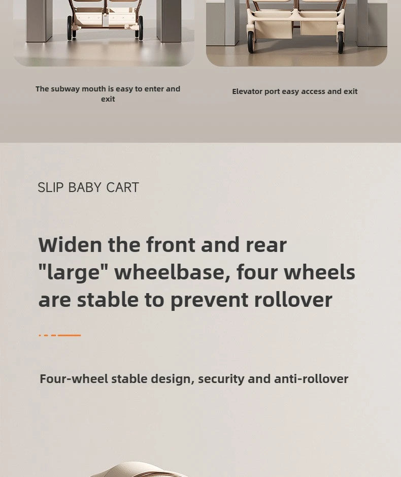 TwinGlide™ 2-in-1 Foldable Twin Baby Stroller – Lie-Flat Comfort, Heavy-Duty