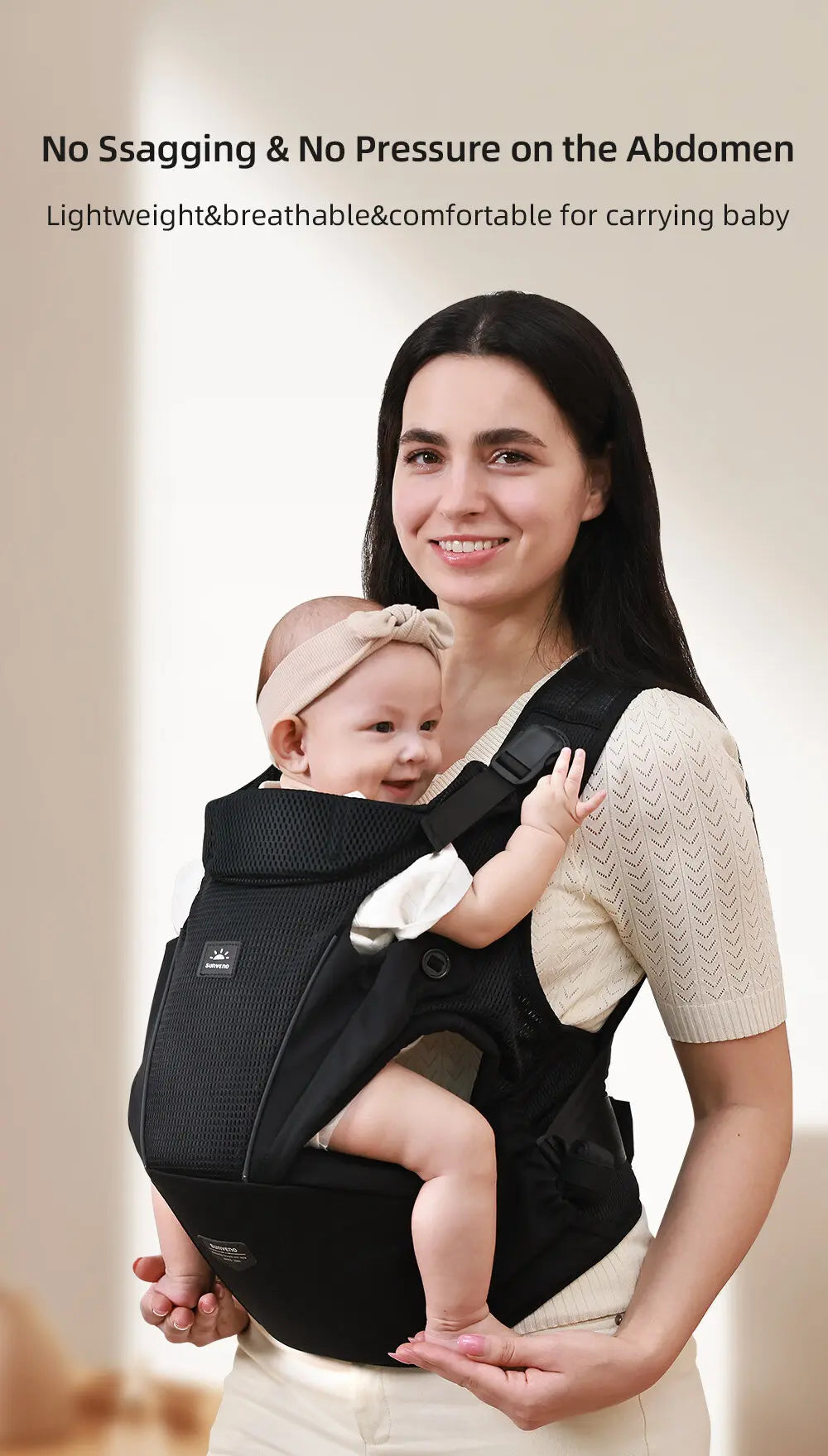 Sunveno™ Ergonomic 4-in-1 Baby Carrier – Back Pain Relief Design