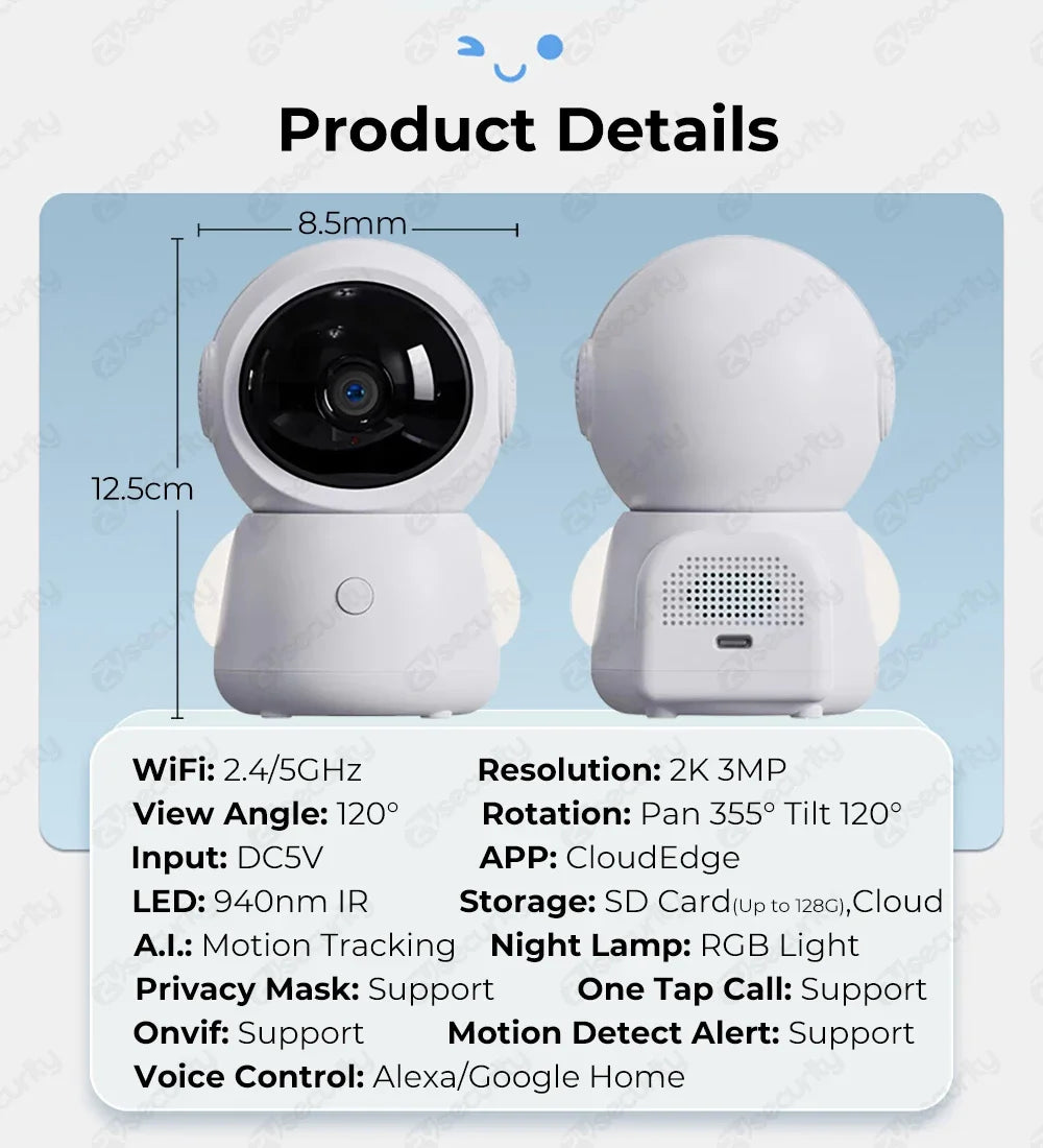 ZySecurity™ 2K 3MP Wireless Video Baby Monitor (ZY-MY06)