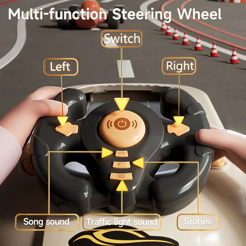 Kids Racing Game Console with Steering Wheel