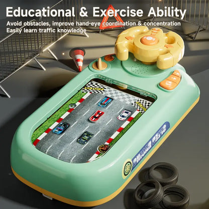 Kids Racing Game Console with Steering Wheel