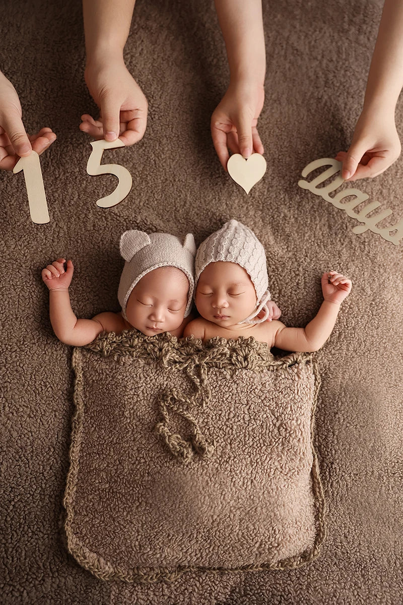 Baby Sleeping Bag Blanket – Brown Newborn Photography Prop for 0–6 Months