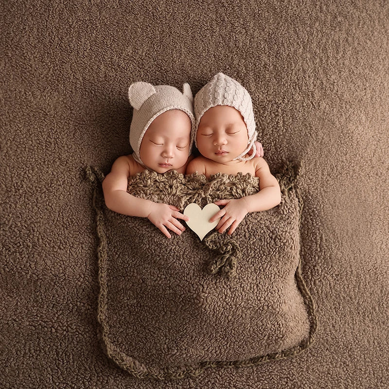 🧸 Baby Sleeping Bag Blanket – Brown Newborn Photography Prop (0–6M | Unisex)