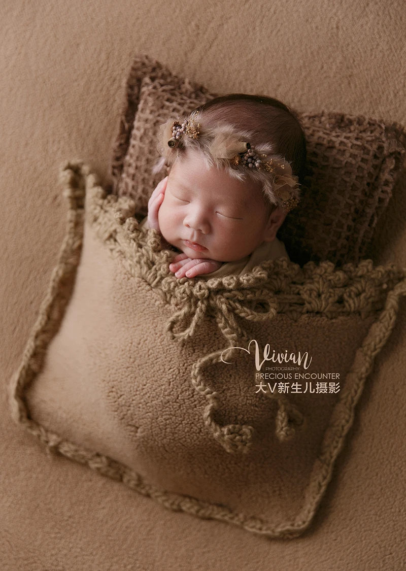 🧸 Baby Sleeping Bag Blanket – Brown Newborn Photography Prop (0–6M | Unisex)