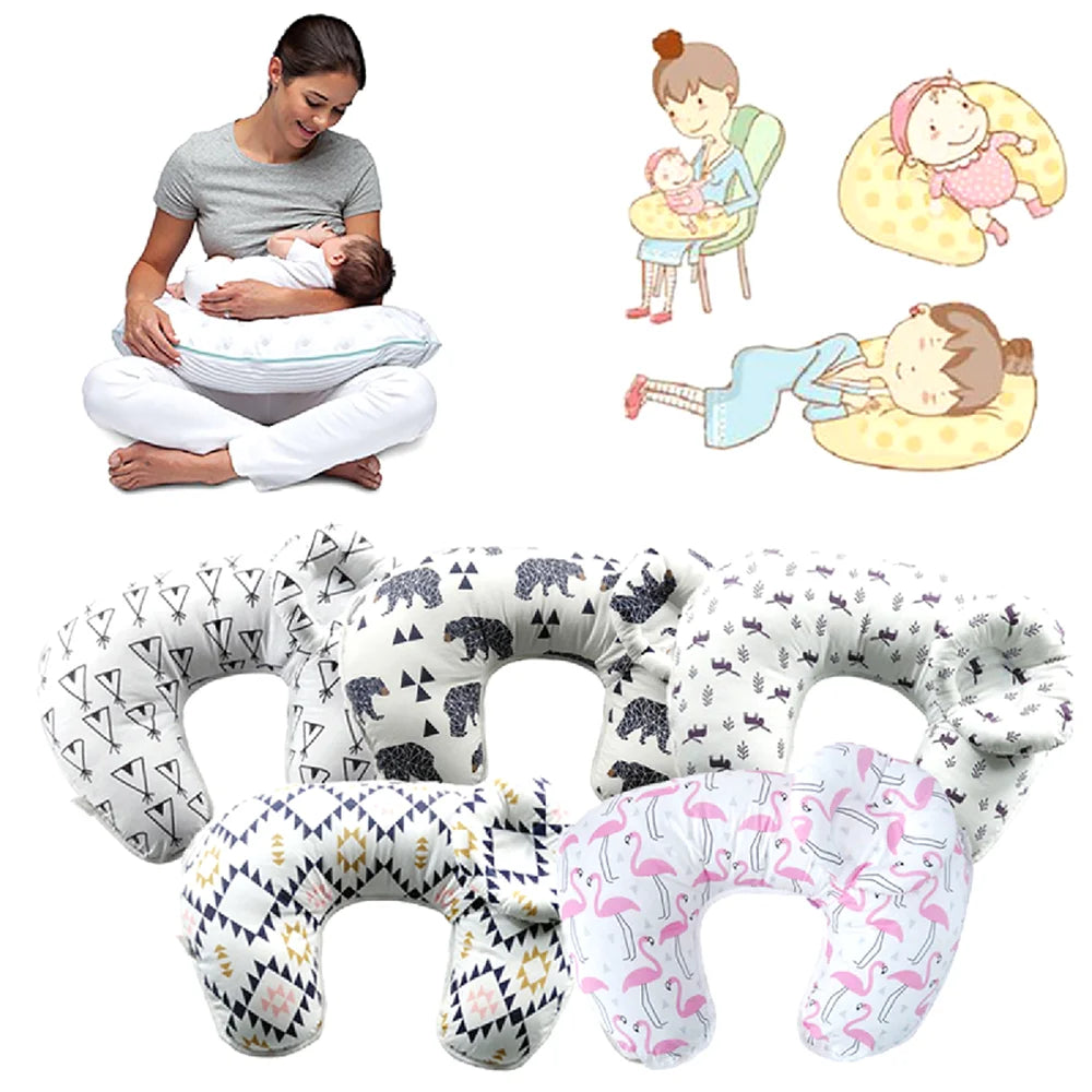 2-Pack U-Shaped Baby Nursing Pillows with Cotton Zipper Covers