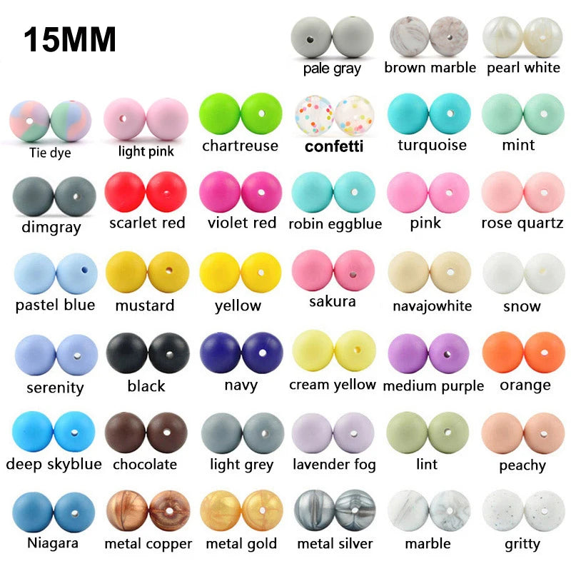 15mm Silicone Teething Beads