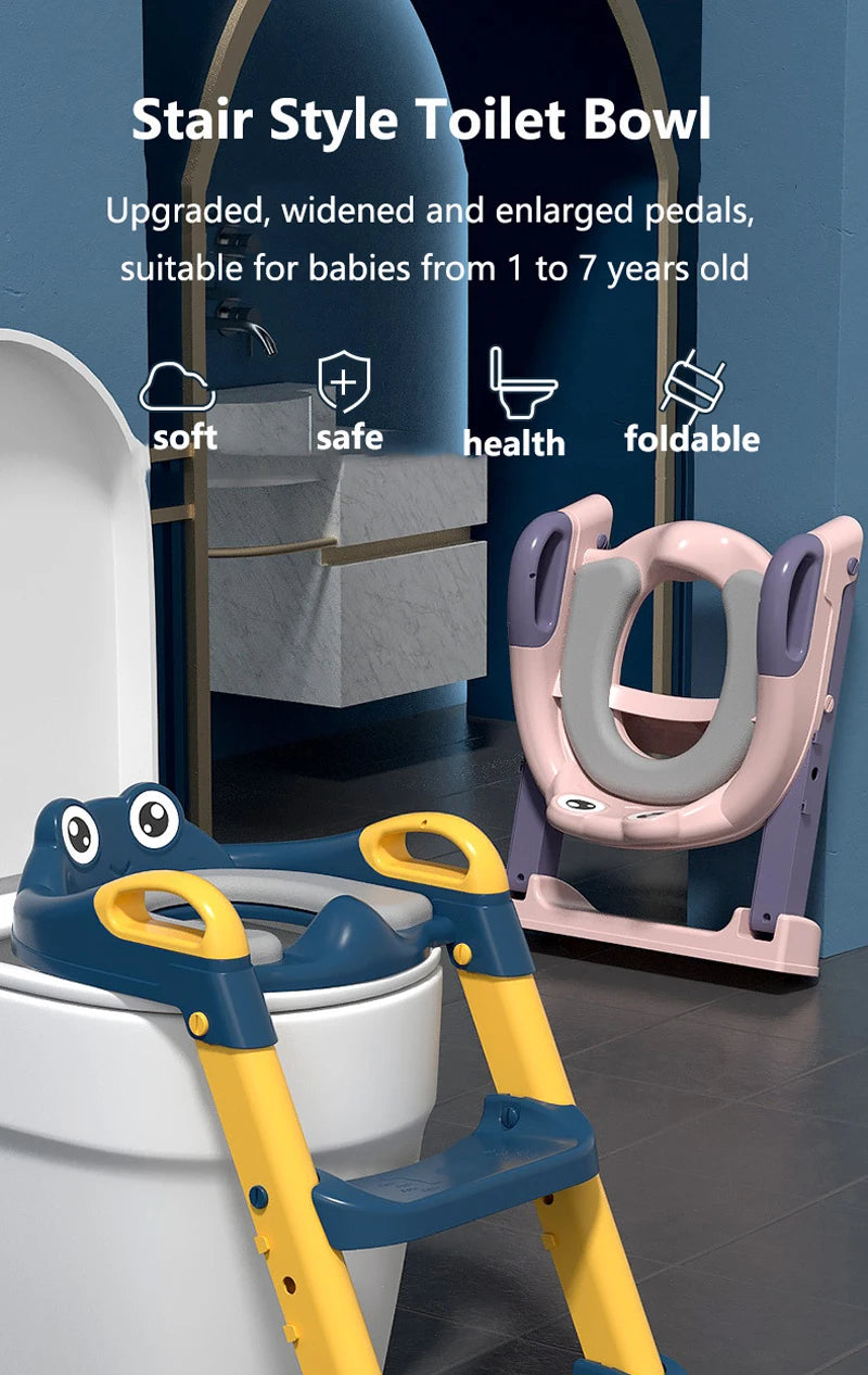 KinderPot™ Folding Baby Potty Training Seat with Step Stool Ladder – Portable Travel Toilet