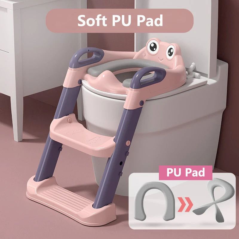KinderPot™ Folding Baby Potty Training Seat with Step Stool Ladder – Portable Travel Toilet
