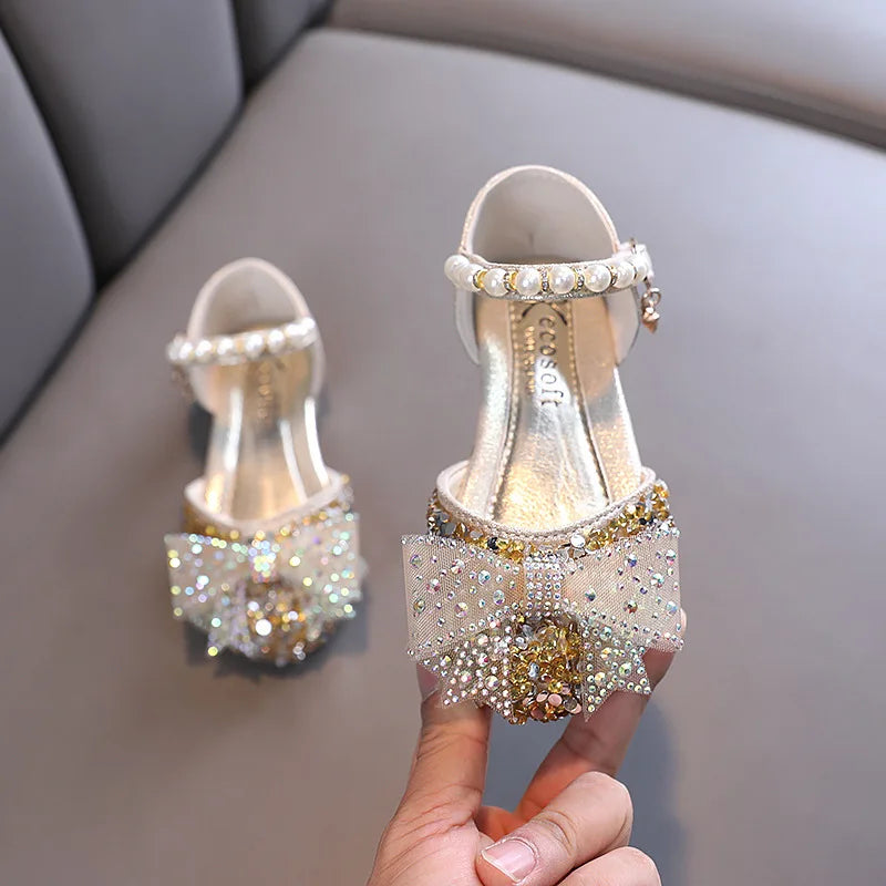 Girls Rhinestone Bow Sandals