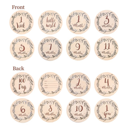 Wooden Baby Milestone Age Cards Set