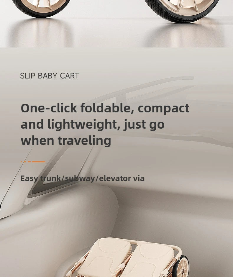 TwinGlide™ 2-in-1 Foldable Twin Baby Stroller – Lie-Flat Comfort, Heavy-Duty