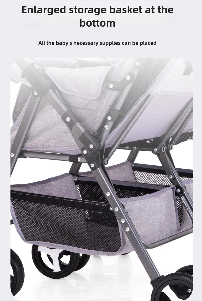 WarmHouse™ TwinFlex Double Stroller – Foldable Comfort for Two Kids