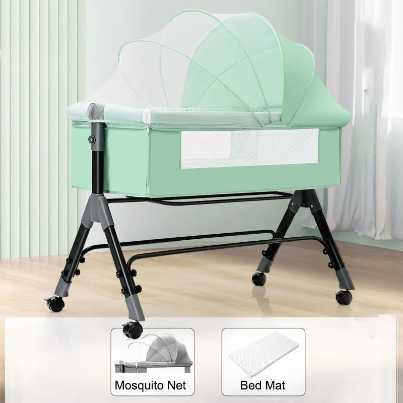 SnugNest™ Foldable Baby Crib Portable Bassinet with Changing Table, Storage & Mosquito Net