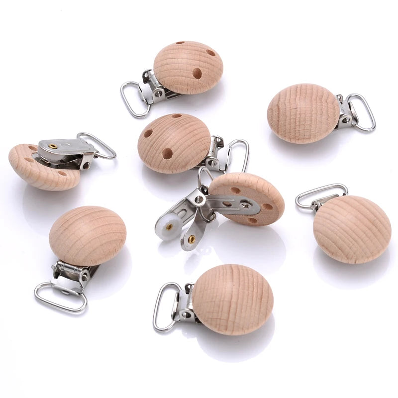 10Pcs Natural Beech Wood Pacifier Clips