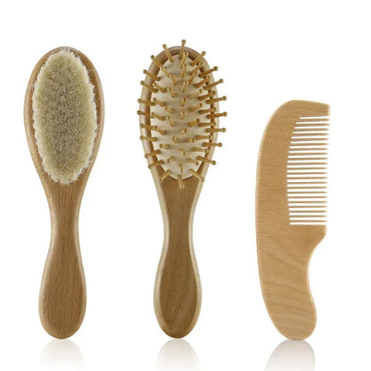 Natural Wooden Baby Hair Brush & Comb Set