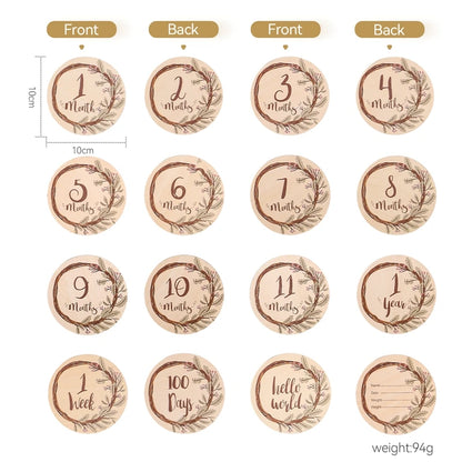 Wooden Baby Milestone Age Cards Set