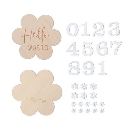 Wooden Flower Baby Milestone Month Cards