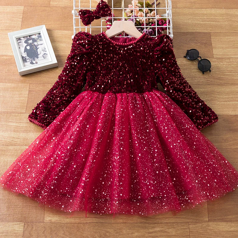 Sequin Girls Princess Party Dresses for Kids