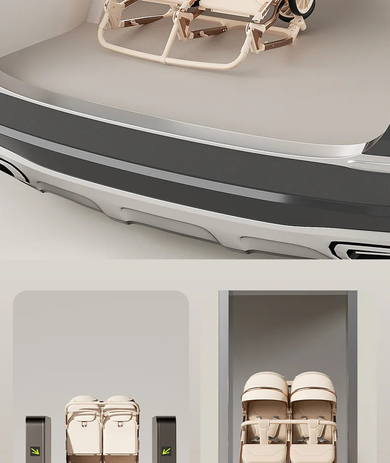 TwinGlide™ 2-in-1 Foldable Twin Baby Stroller – Lie-Flat Comfort, Heavy-Duty