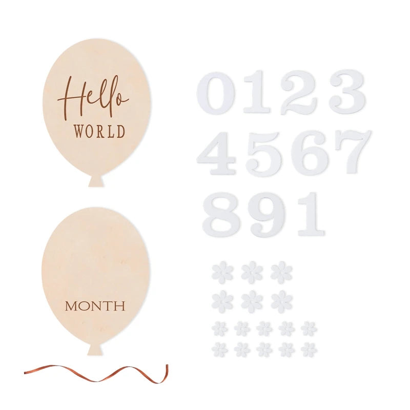 Wooden Baby Milestone Age Cards Set