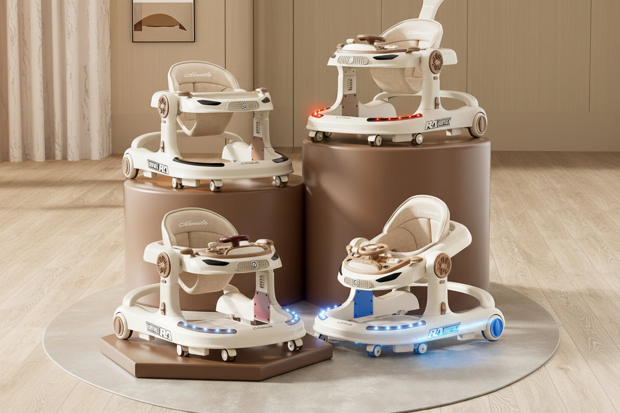 Foldable 5-Wheel Baby Walker – Safe & Stable Walking A