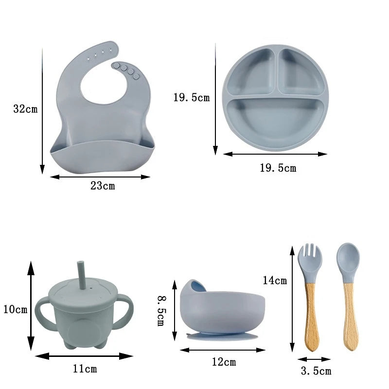 Kid's 6/8-Piece Silicone Dishes Set