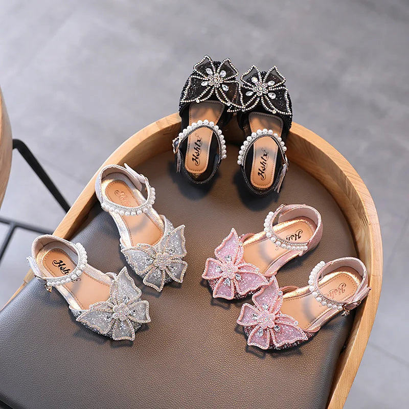 Girls Rhinestone Bow Sandals