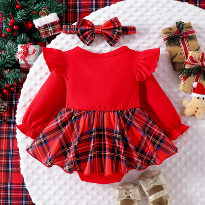 Christmas Plaid Skirt Outfit for Kid's