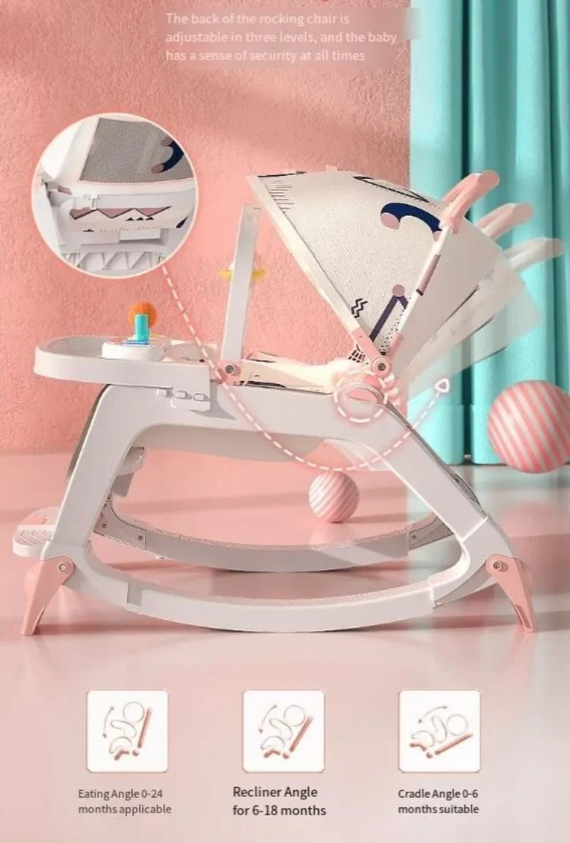 DreamNest™ 5-in-1 Baby Rocking Chair | Multi-Functional Bouncer, Seat, Rocker, Dining & Trolley