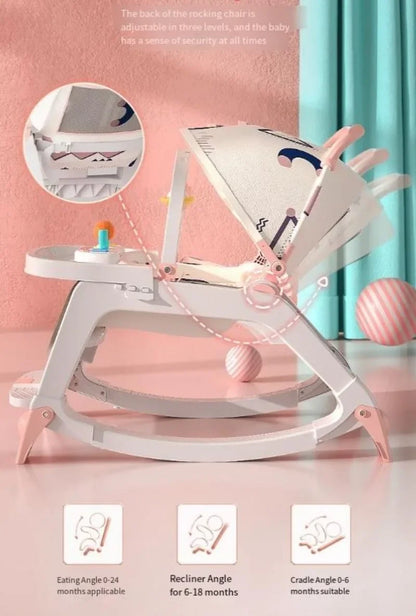 DreamNest™ 5-in-1 Baby Rocking Chair | Multi-Functional Bouncer, Seat, Rocker, Dining & Trolley