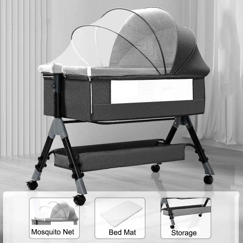 SnugNest™ Foldable Baby Crib Portable Bassinet with Changing Table, Storage & Mosquito Net