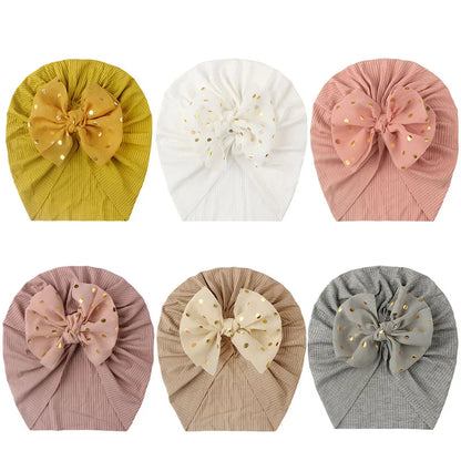 I LOVE DAD™ Baby Bowknot Turban Hat – Soft Cotton & Polyester Beanie for Newborns 0–1Y