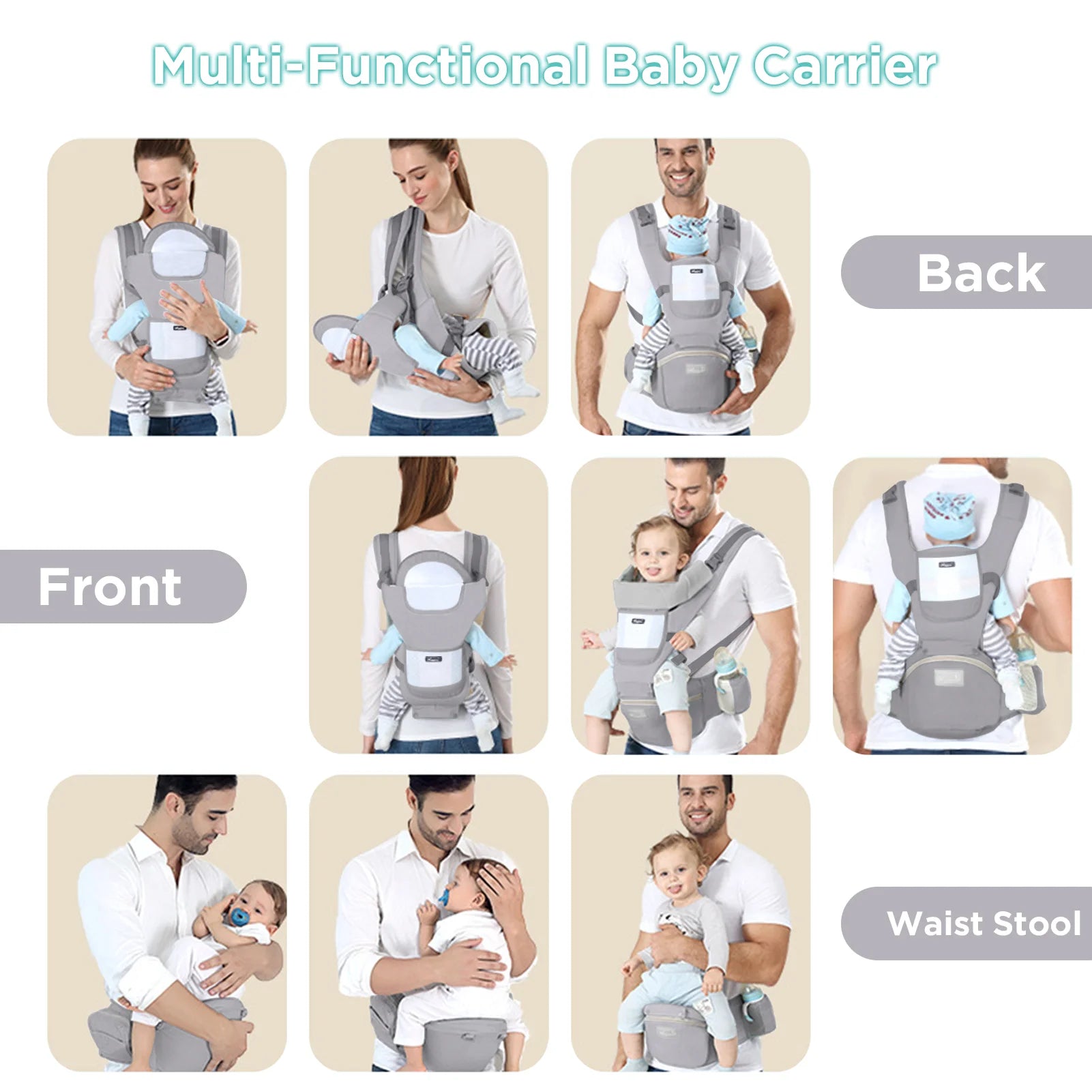FlexiCarry™ 6-in-1 Baby Carrier – Ergonomic Multi-Position