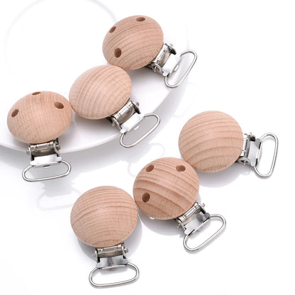 10Pcs Natural Beech Wood Pacifier Clips