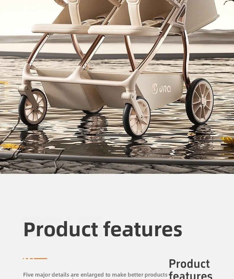 TwinGlide™ 2-in-1 Foldable Twin Baby Stroller – Lie-Flat Comfort, Heavy-Duty