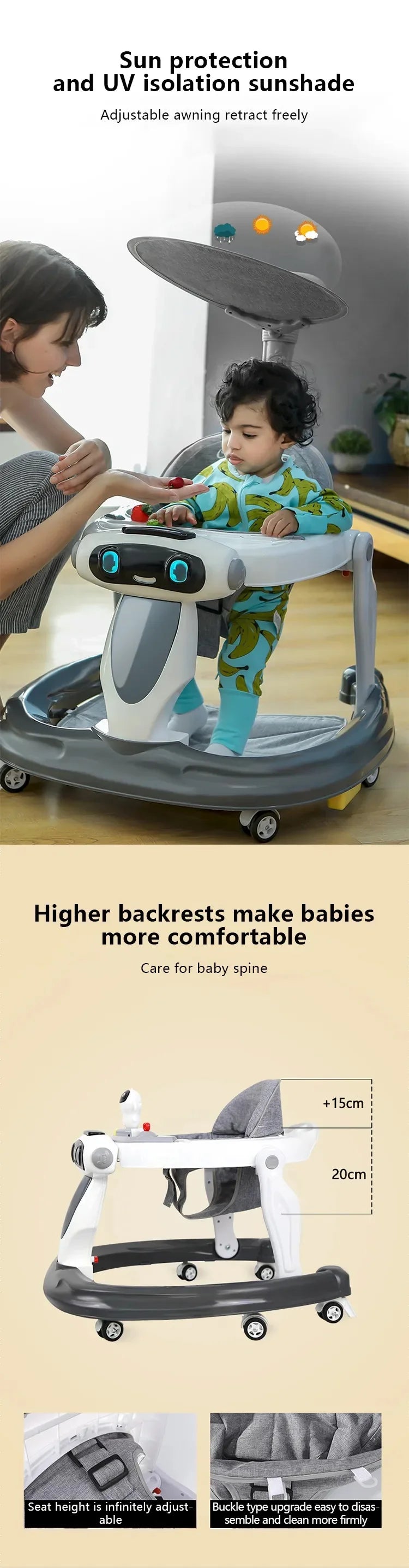 4-in-1 Baby Music Walker with Lights for Toddlers