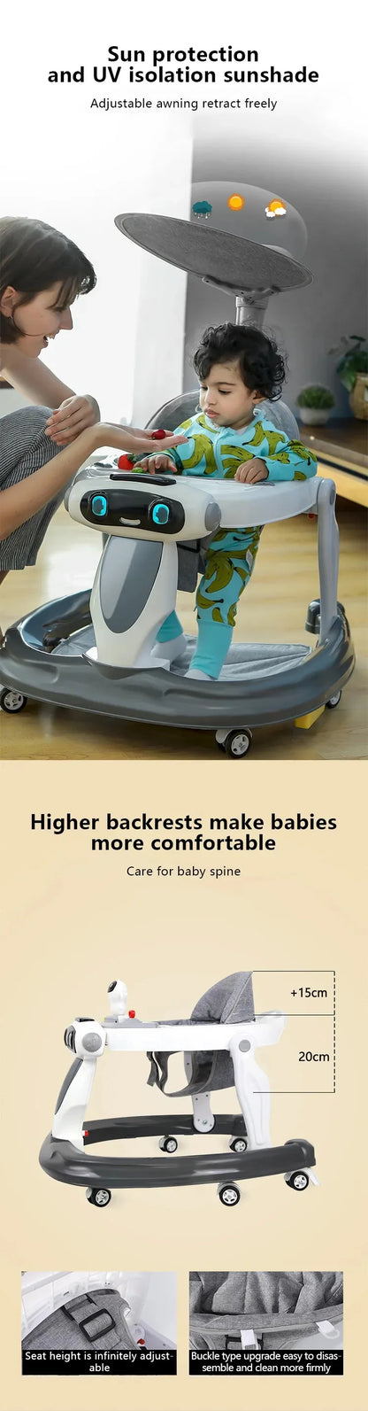 4-in-1 Baby Music Walker with Lights for Toddlers