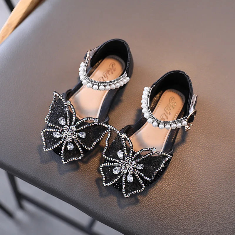 Girls Rhinestone Bow Sandals