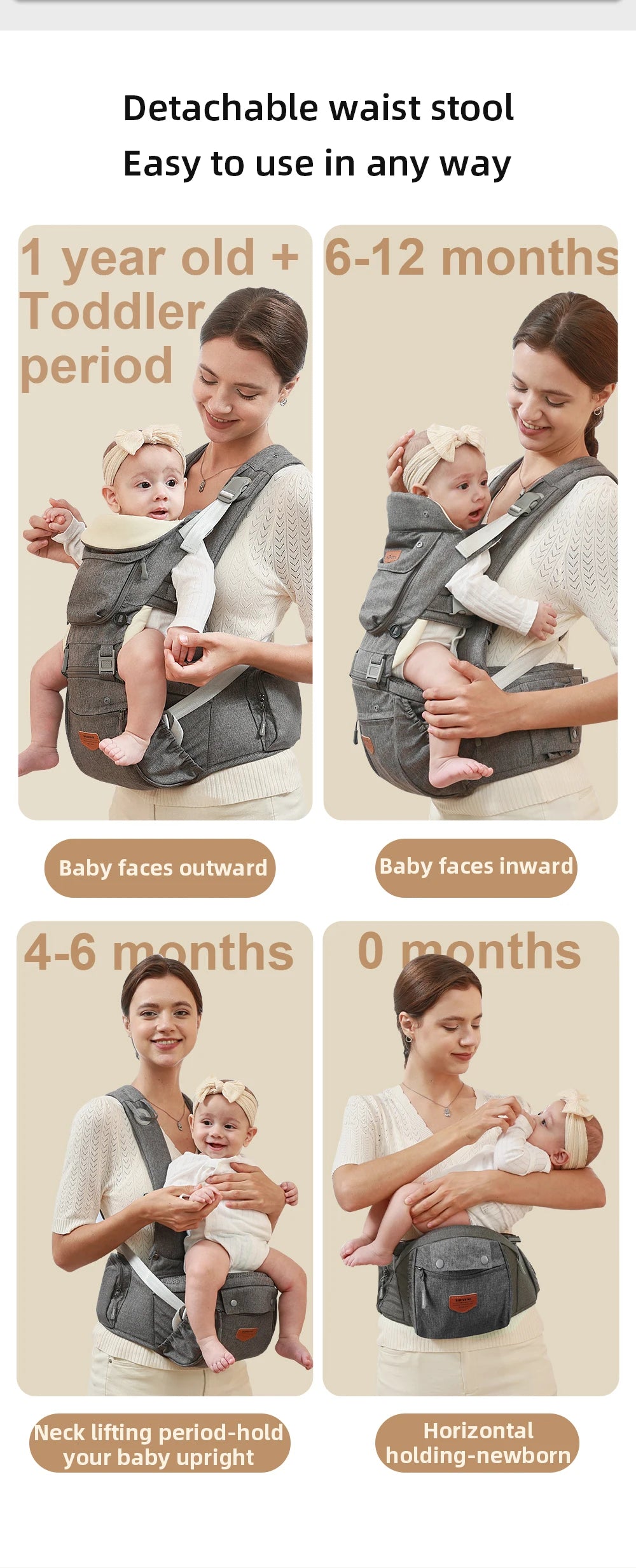 6-in-1 Ergonomic Baby Carrier Hip Seat – Comfort Carry