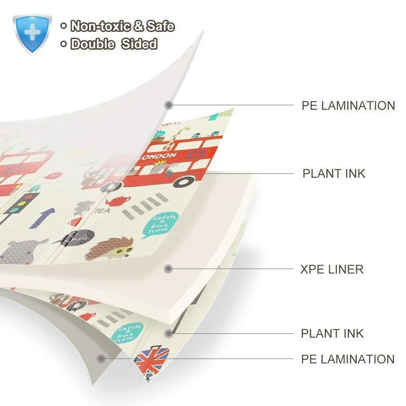 SafeNest™ Foldable Baby Play Mat – Non-Toxic XPE Foam, Reversible & Easy to Clean
