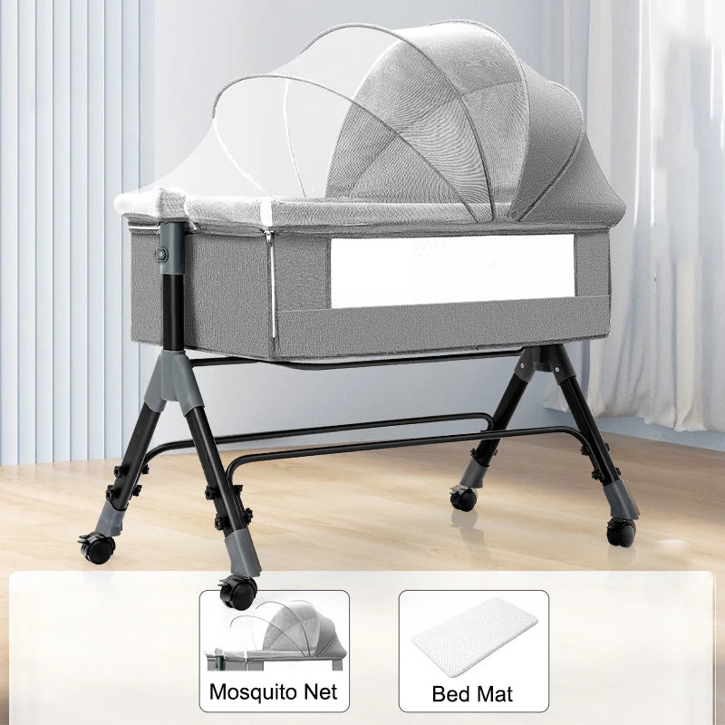 SnugNest™ Foldable Baby Crib Portable Bassinet with Changing Table, Storage & Mosquito Net
