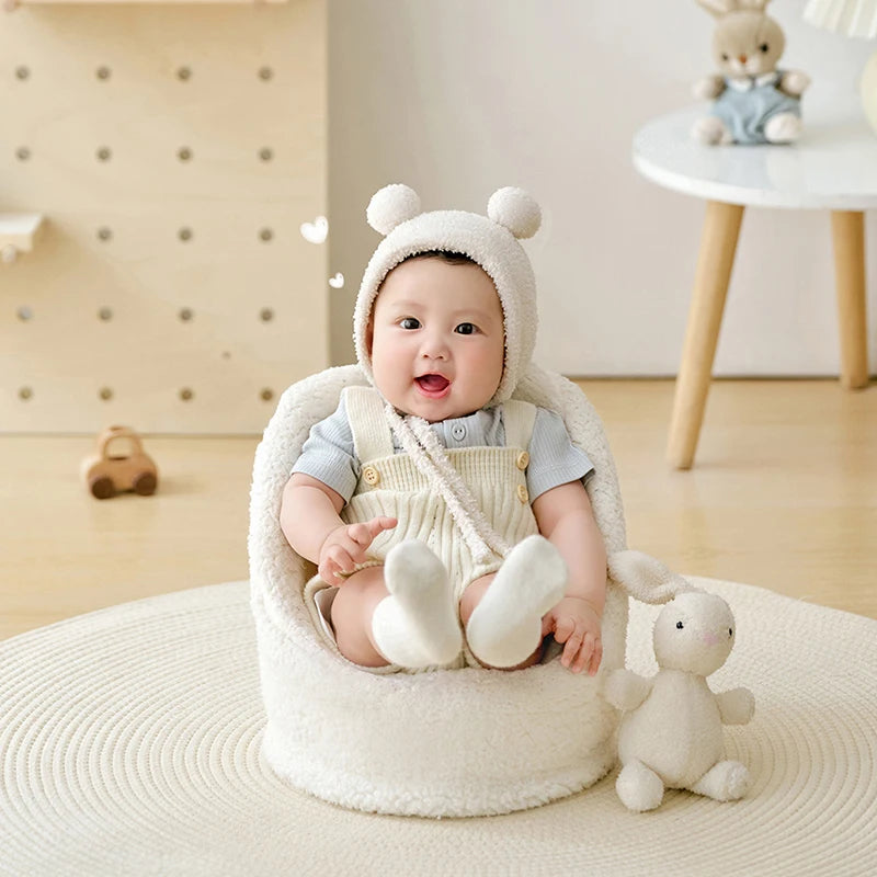 AIBEDILA™ Bear Knit Infant Photography Outfit – Plush Rabbit Prop Set | Unisex Newborn Photo Clothes | 0–6 Months | INS Style